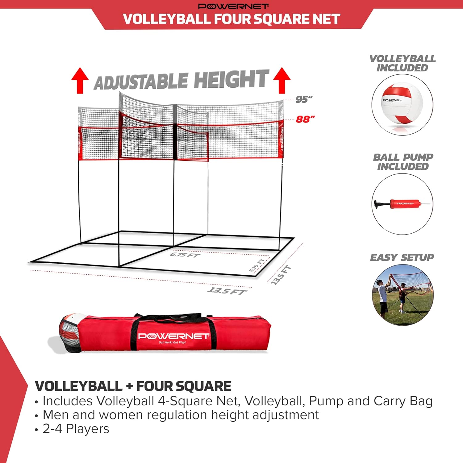 PowerNet Four Square Volleyball Net