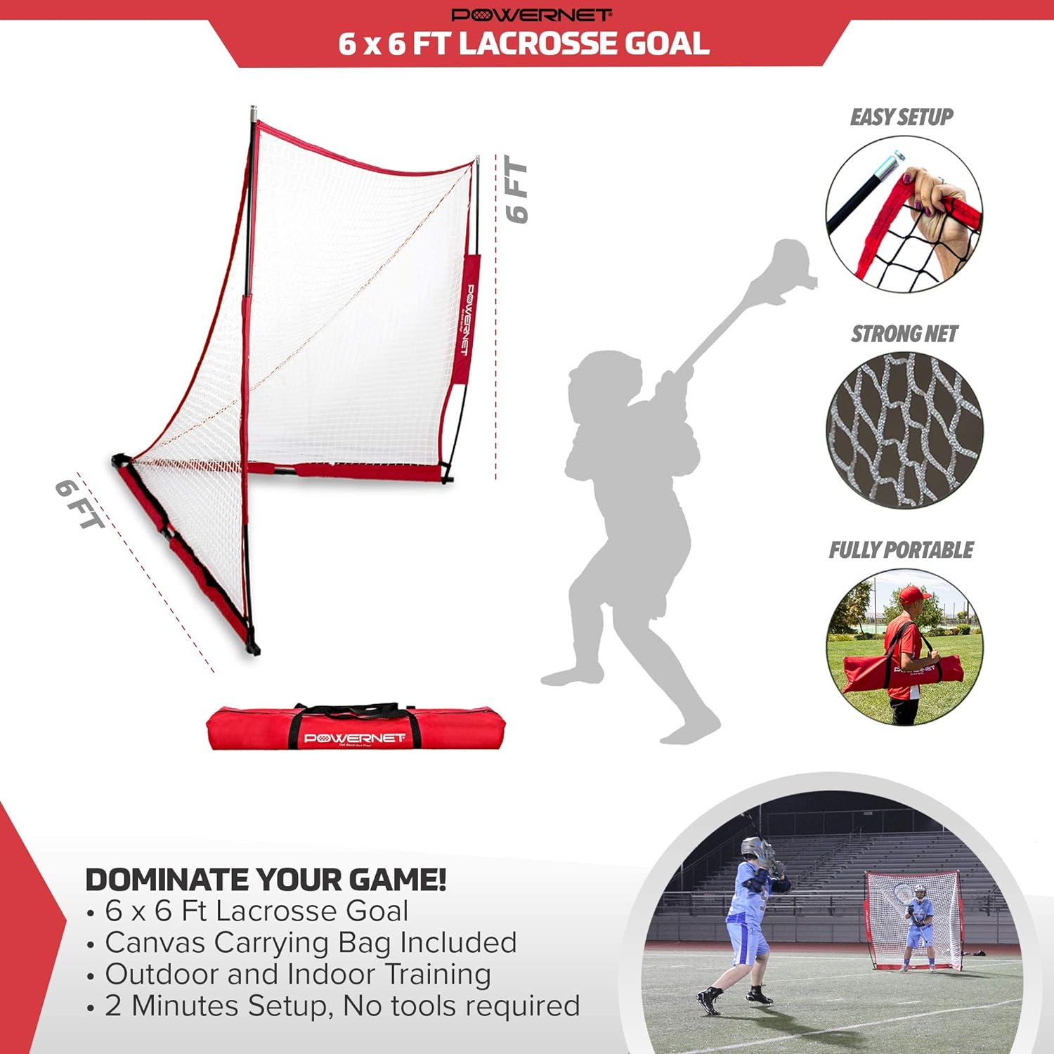 PowerNet 6x6 Portable Lacrosse Goal