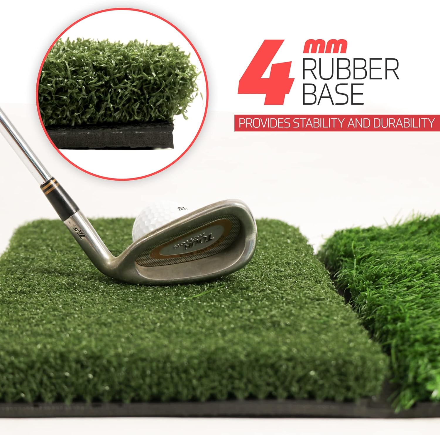 PowerNet Golf Hitting Mat, Artificial Tri-Turf Grass, 25" x 16" Hitting Space