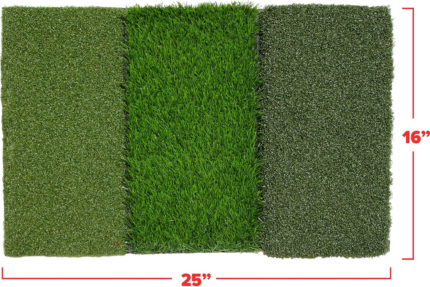 PowerNet Golf Hitting Mat, Artificial Tri-Turf Grass, 25" x 16" Hitting Space