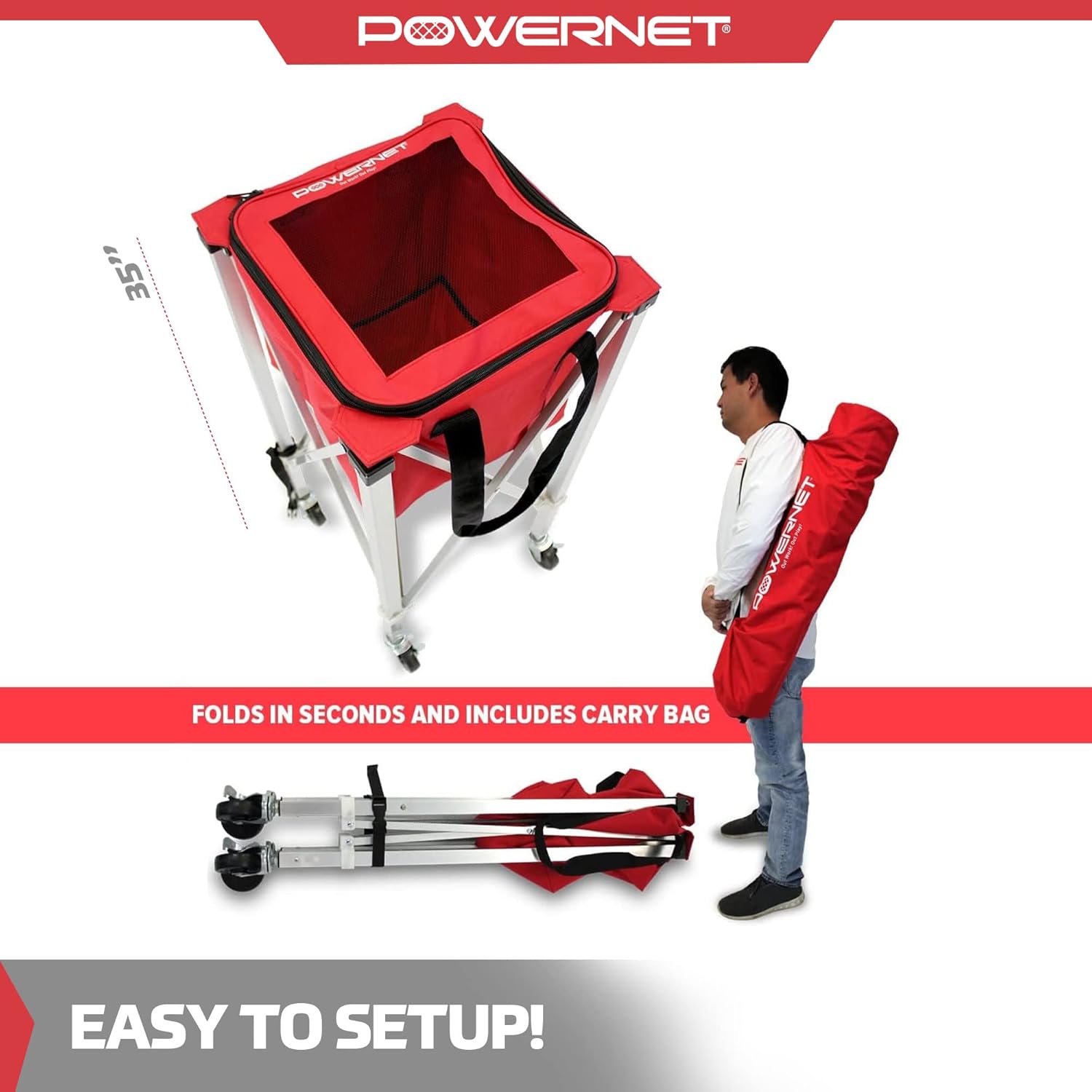 PowerNet Wheeled Ball Caddy Cart