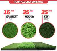 PowerNet Golf Hitting Mat, Artificial Tri-Turf Grass, 25" x 16" Hitting Space